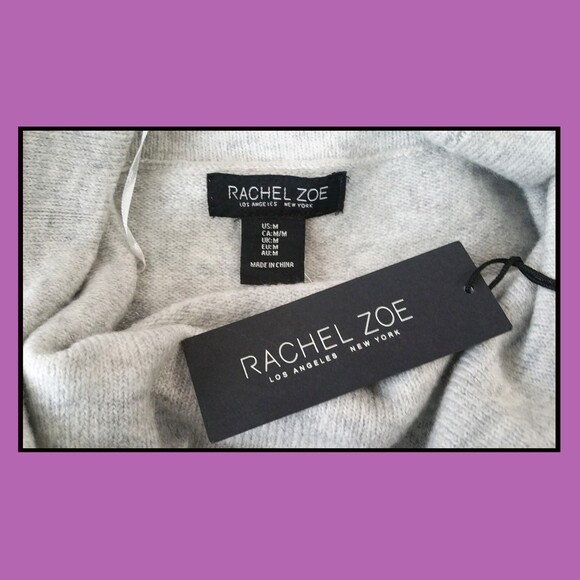 RACHEL ZOE NEW Minimalist Soft Merino Wool Cowl Neck Mini Sweater Dress M - Picture 5 of 12